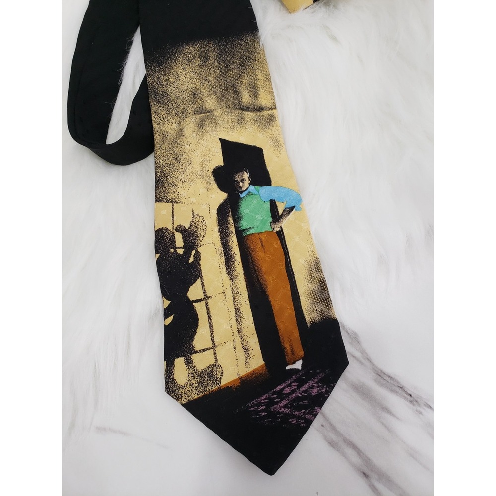 RARE ICONIC Vintage Necktie Tie WALT DISNEY & MICKEY MOUSE silk gothic haunted m